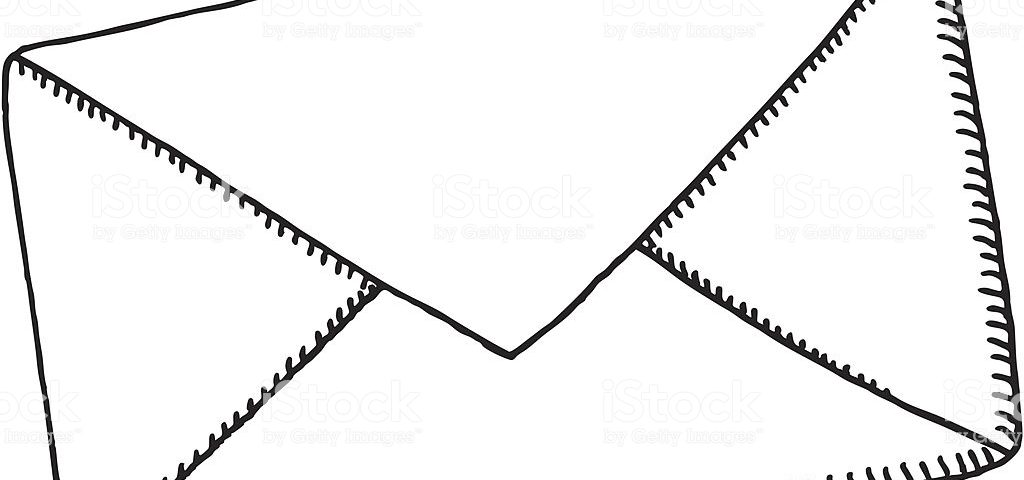 Hand-drawn vector sketch of a Letter Envelope. Black-and-White sketch on a transparent background (.eps-file). Included files: EPS (v8) and Hi-Res JPG.